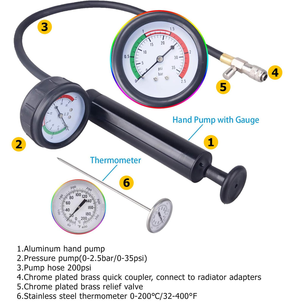 DAYUAN 28Pcs Universal Radiator Pressure Tester Kit Coolant Pressure Tester