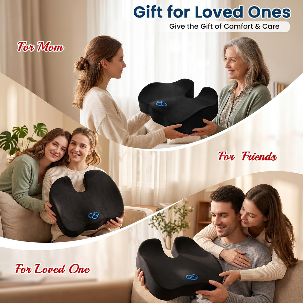 BlissTrends Memory Foam Seat Cushion for Car Seat & Office Chair, Black