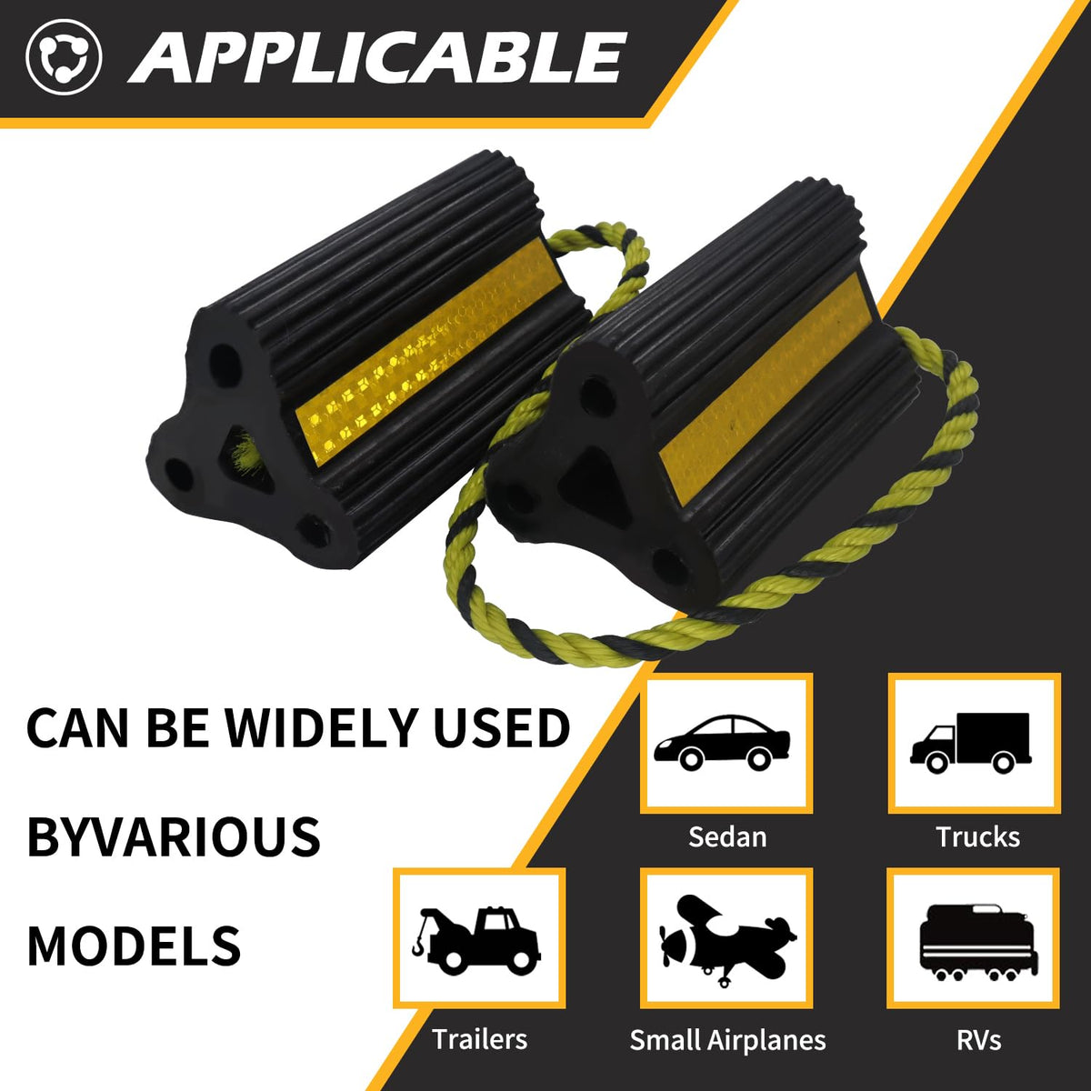 Wheel Chock for RV Trailer Camper Truck Car 2pair 4pack with Rope