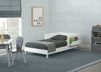 Delta Children Sleep N Store Toddler Bed with Interchangeable Shelf (Choose from Rainbow, Dinosaur or White Shelf), White