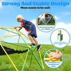 10FT Climbing Dome with Hammock and Led String Light,Fashionsport Outfitters Kids Geometric Climber Dome Jungle Gym Outdoor Play Toddler Play Set for