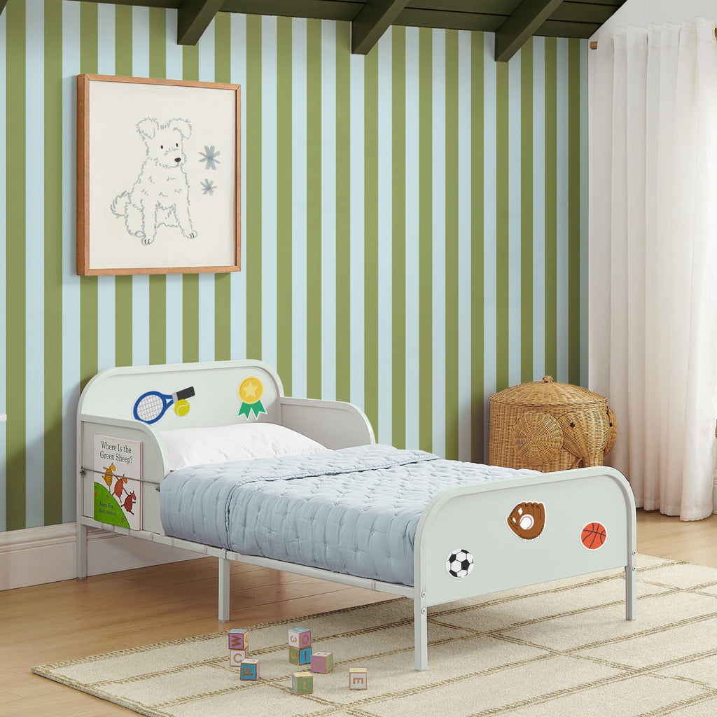Delta Children Magic Magnet Toddler Bed with Customizable Magnets & Built-In Book Storage, Sage