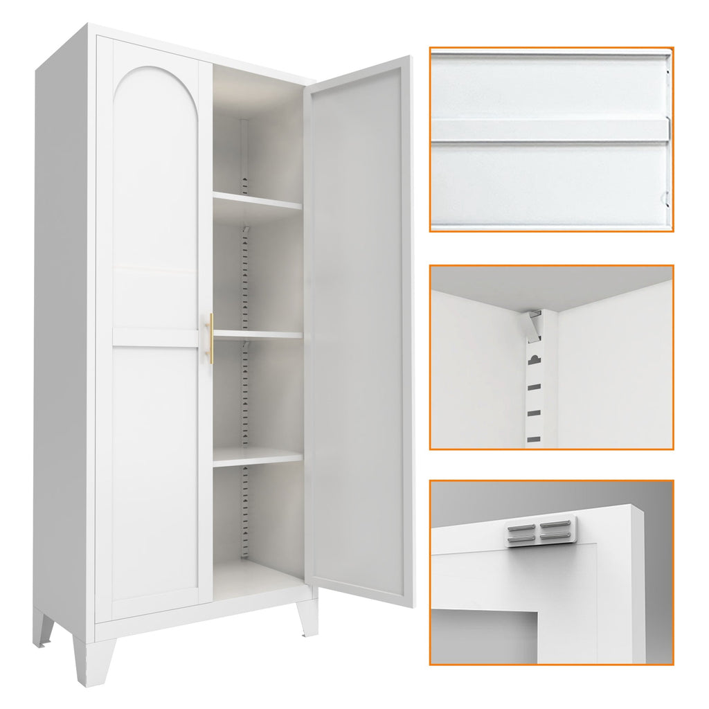 61" Metal Storage Cabinet with Doors and Adjustable Shelves,Garage Storage Cabinet for Home,Office