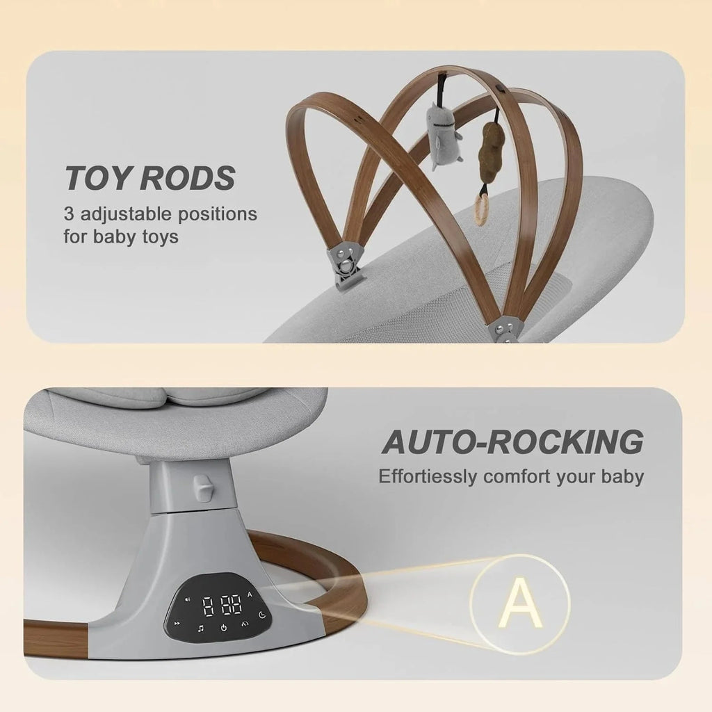 Monamii Bluetooth Infant Swing With Music Speaker, 5 Speeds And Remote Control