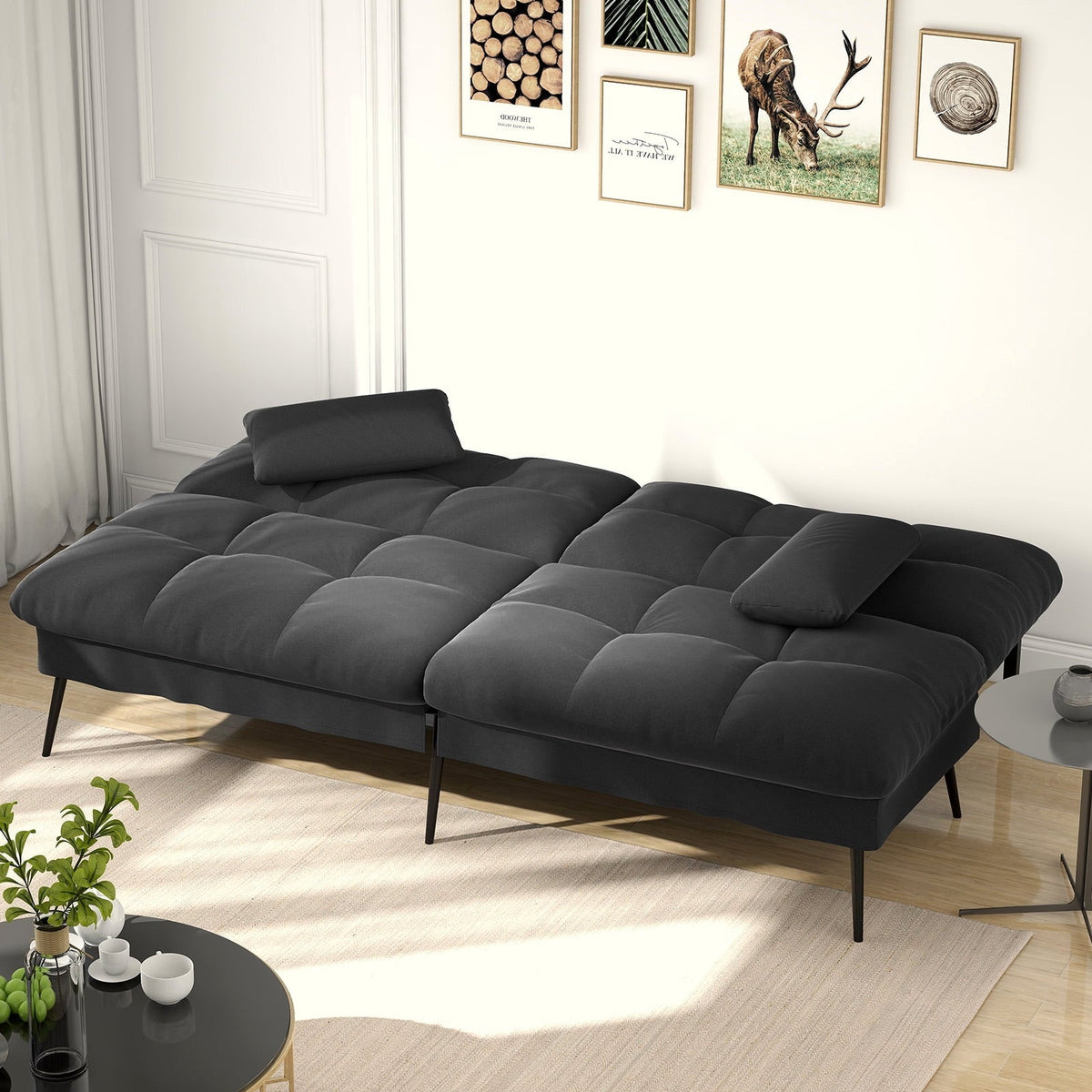 COMHOMA Cloud Comfort Convertible Futon Sofa Bed, Black
