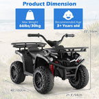 OLAKIDS 24V Kids ATV Quad with 5Mph Max Speed, Spring Suspension, LED Lights, Music & Story Player, Big Tires, 2 Storage Spaces, Ride On Car for Boys