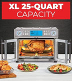 25-Qt. Extra-Large Dual-Zone Air Fryer Toaster Oven With French Doors
