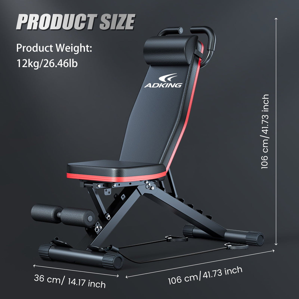 BAOKALER Weight Bench with U Shape Handle, Workout Bench with Resistance Bands, Bench Press, 1000 lbs