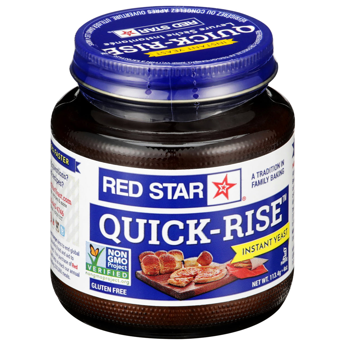 6 pack) Red Star Quick-Rise Instant Yeasts, 4 oz (113.4 g) Multi-Use Jar, Fast-Acting Baking Yeasts