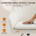 COOLHUT Office Desk Chair with Padded, Velvet Vanity Chair with Back and Wheels, Comfy Home Office Chiar with Gold Legs, Height Adjustable, Rolling