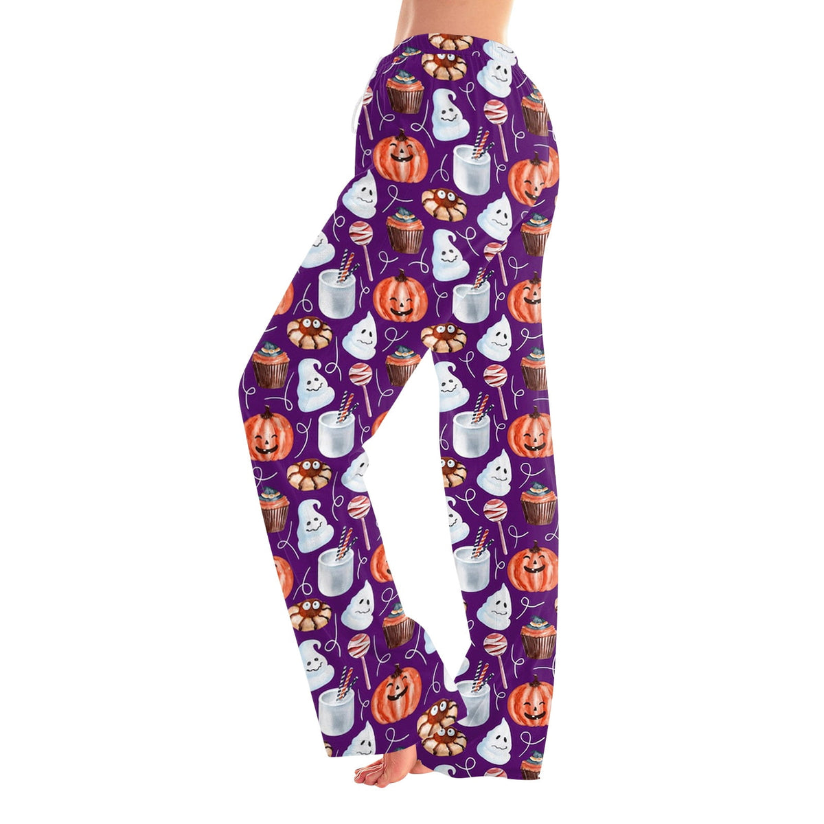 Fabrcox Halloween Womans Pajama Pants Ghost Pumpkin Candy Sleep Pants Women Fall Winter Festival Soft Lounge Pants for Women Khaki S