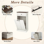 Blotout 13 Gallon Tilt Out Trash Cabinet, Hidden Wooden Trash Can with Drawer, Pet Proof Freestanding Kitchen Recycling Cabinet for Kitchen, Kitchen
