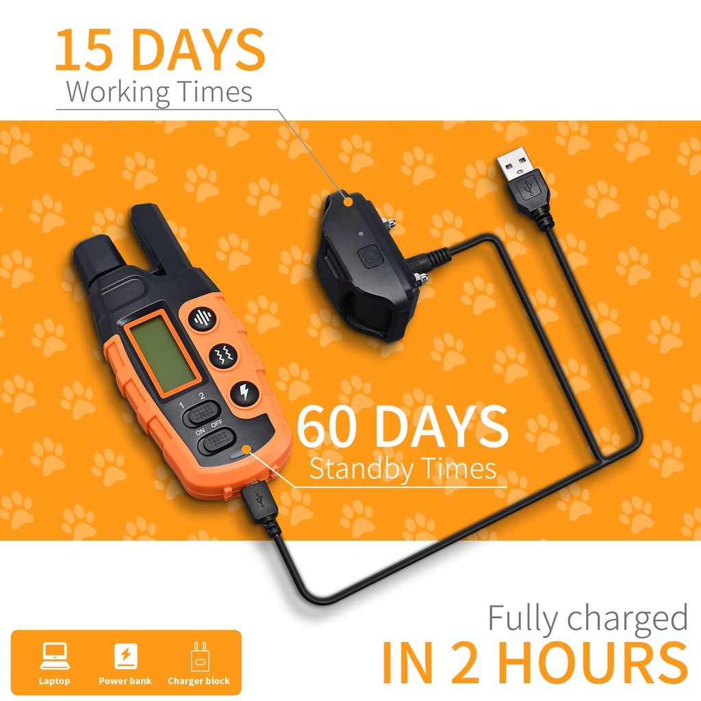 Dog Training Collars With Remote, 2 Collars, Electric Shock, Vibration & Sound Modes, Rechargeable, 3300ft Range, Waterproof, For Small To Large Dogs