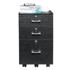 Ktaxon 3-Drawer Rolling Wood File Cabinet with Lock, Portable Vertical Mobile Wooden Storage Filing Cabinet for Home Office,Black