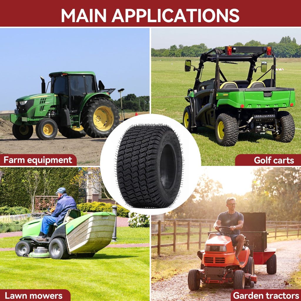 Uforic Set of 2 16x6.50-8 Turf Lawn Mower Tires, Heavy Duty 4 Ply Tubeless Replacement Tires, 620 LBS Max Load Capacity for Riding Lawn Tractors