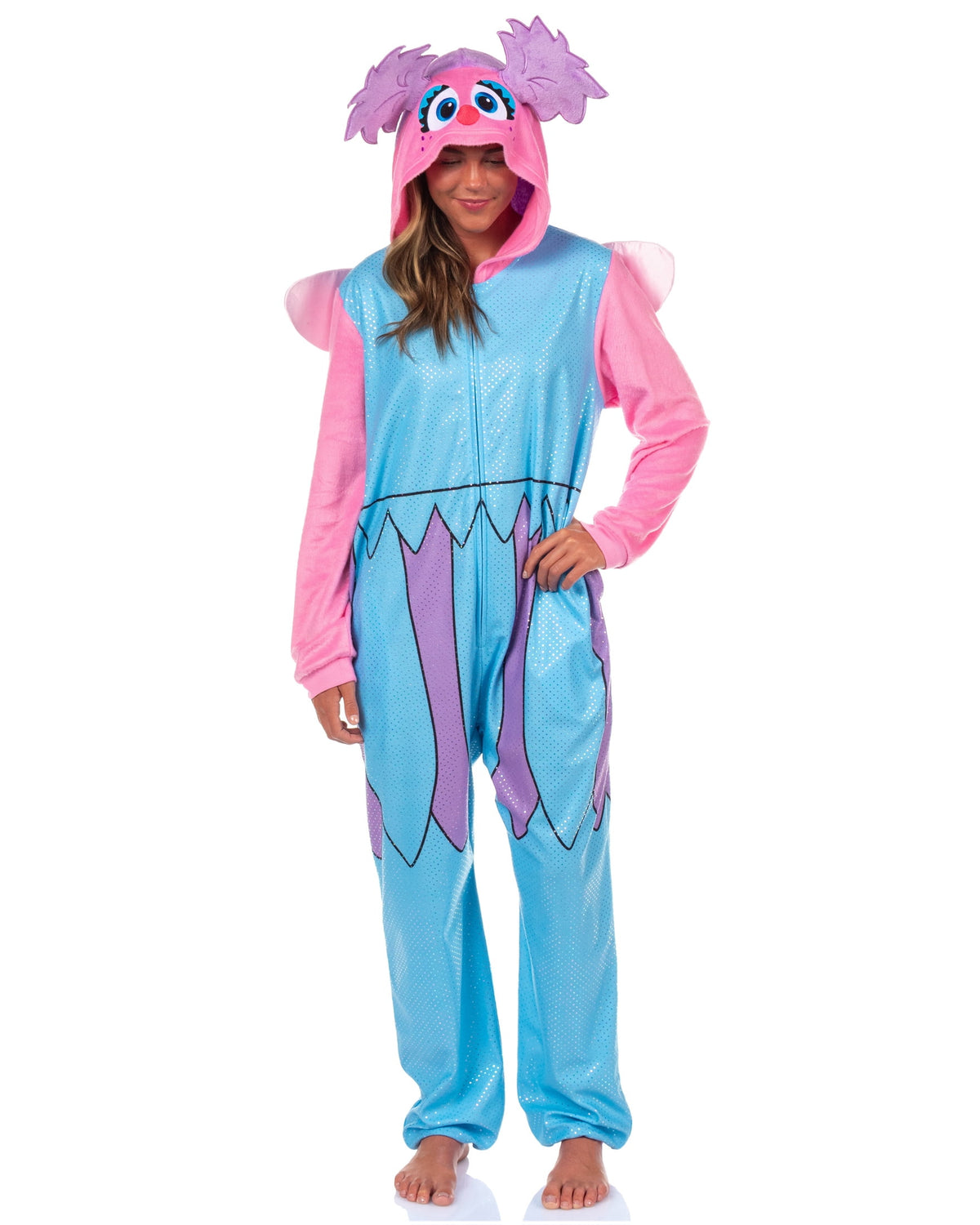 Sesame Street Union Suit Adult Kigurumi Costume Pajama Fleece Hooded One Piece