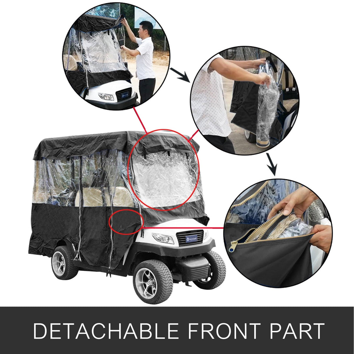 BENTISM Golf Cart Enclosure 4 Person Golf Cart Cover EZ Go Club Car Yamaha Golf Carts