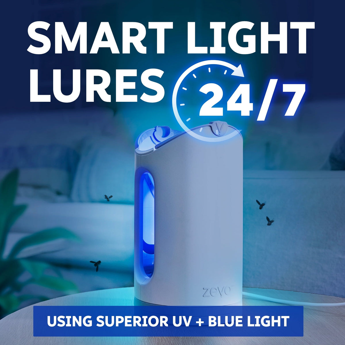 Zevo Max Flying Insect Indoor Fly Trap: Easy, Mess-Free Solution - Light Trap Catches & Kills House Flies, Fruit Flies, Gnats, & More (1 Plug in