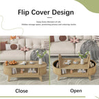 Fluted Oval Coffee Table With Storage, 46.45 x 19.68 x 15.94 in