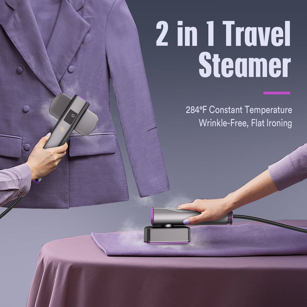Steamer for Clothes, LOHEER Portable Travel Steamer & Iron 2 in 1, 3 Adjustable Steam Levels