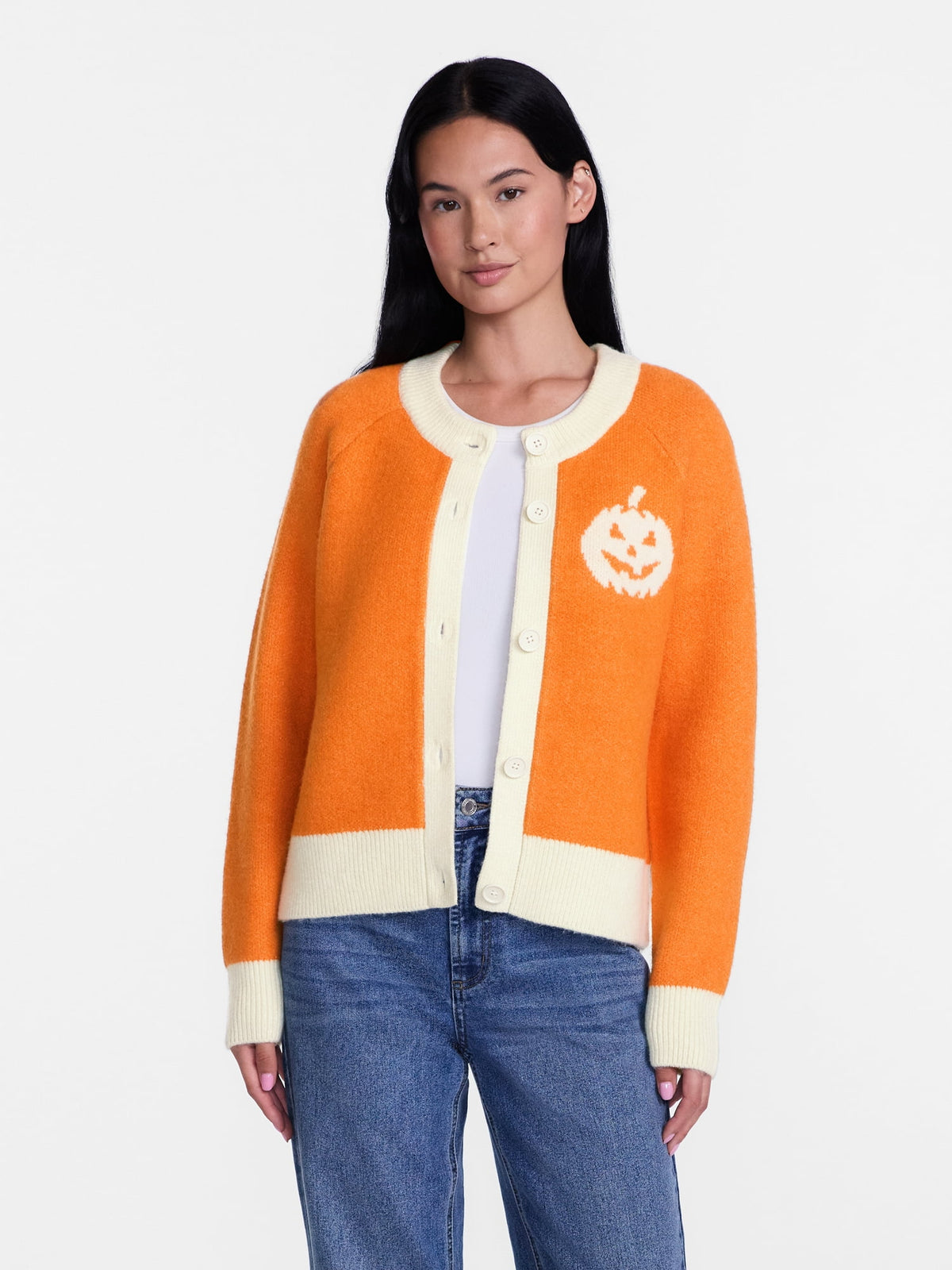 Women's Halloween Skeleton Graphic Cardigan Sweater from Way to Celebrate, Sizes S-4X