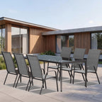 FUNDAZE Outdoor Dining Chairs Set of 4, Patio Dining Chair Stackable Armrest Patio Chairs Space Saving for Garden Backyard Deck, Gray