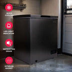 Frigidaire 5.0 Cu. ft. Garage-Ready Chest Freezer, Compact Deep Freezer for Kitchen, Apartment, Small Freezer for Bulk Storage, Black Granite