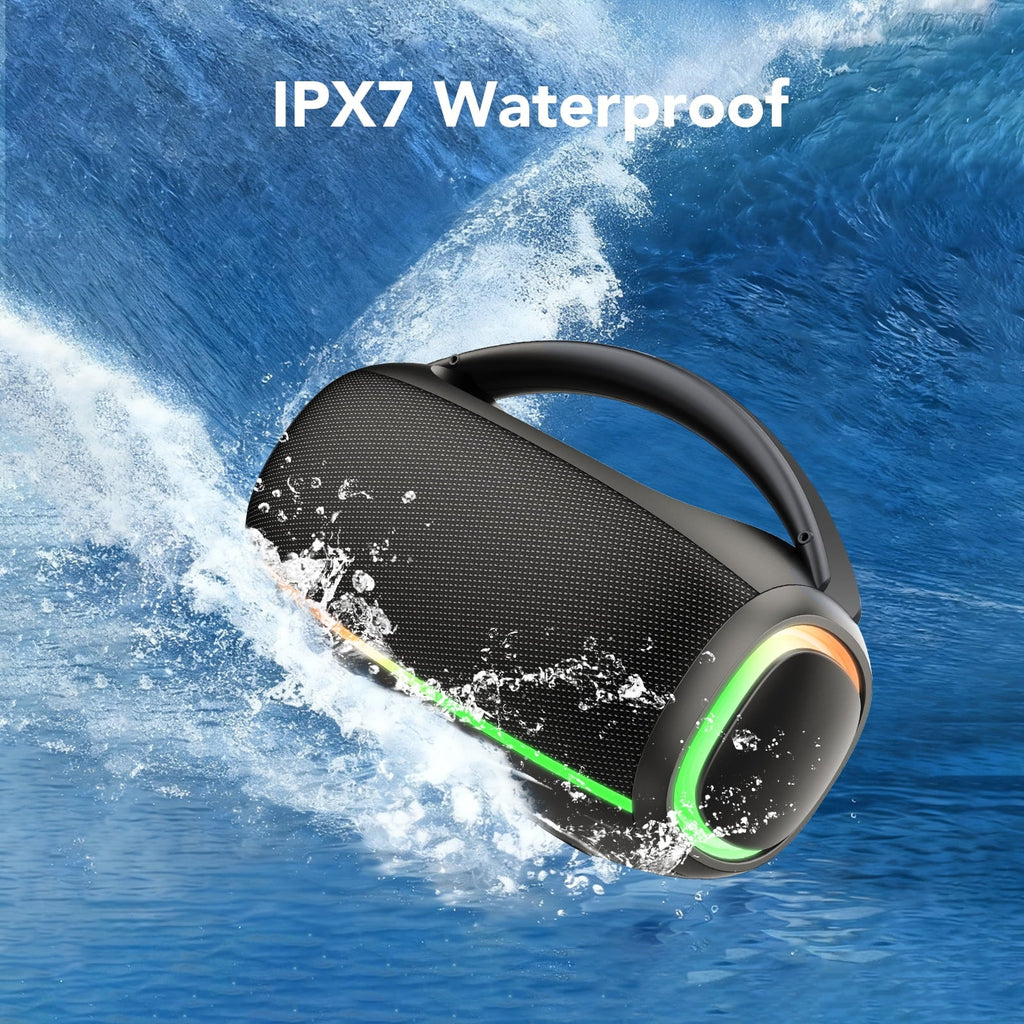 Outdoor Bluetooth Speaker, 80W Loud Speaker with Bass, Speakers Bluetooth Wireless with 24H Long Battery Life, IPX7 Waterproof, Speakers for Pool