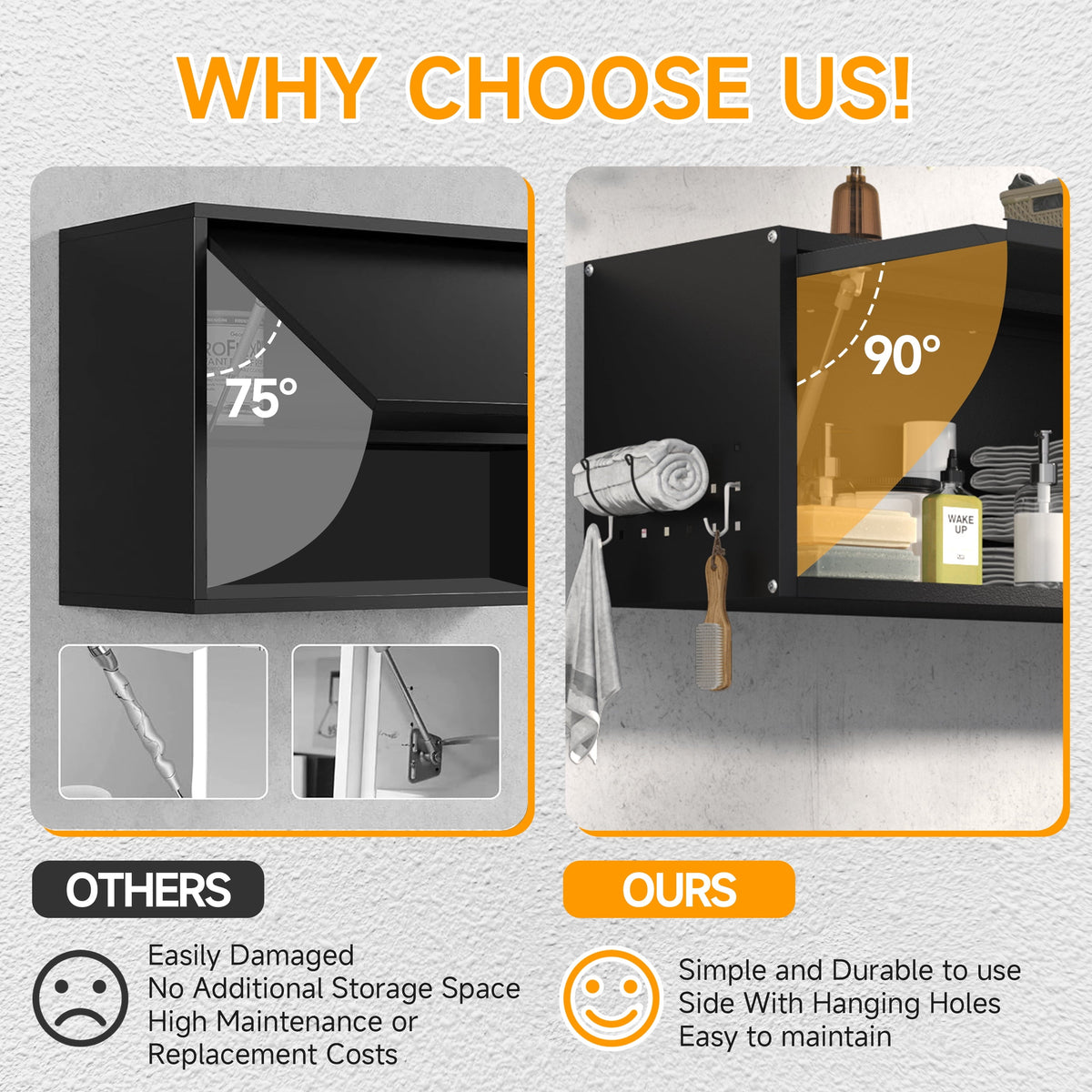 Metal Garage Wall Cabinet with Doors Side with Holes,Wall Mounted Metal Storage Cabinet with Up-Flip Door ,Garage Storage Cabinet for Garage