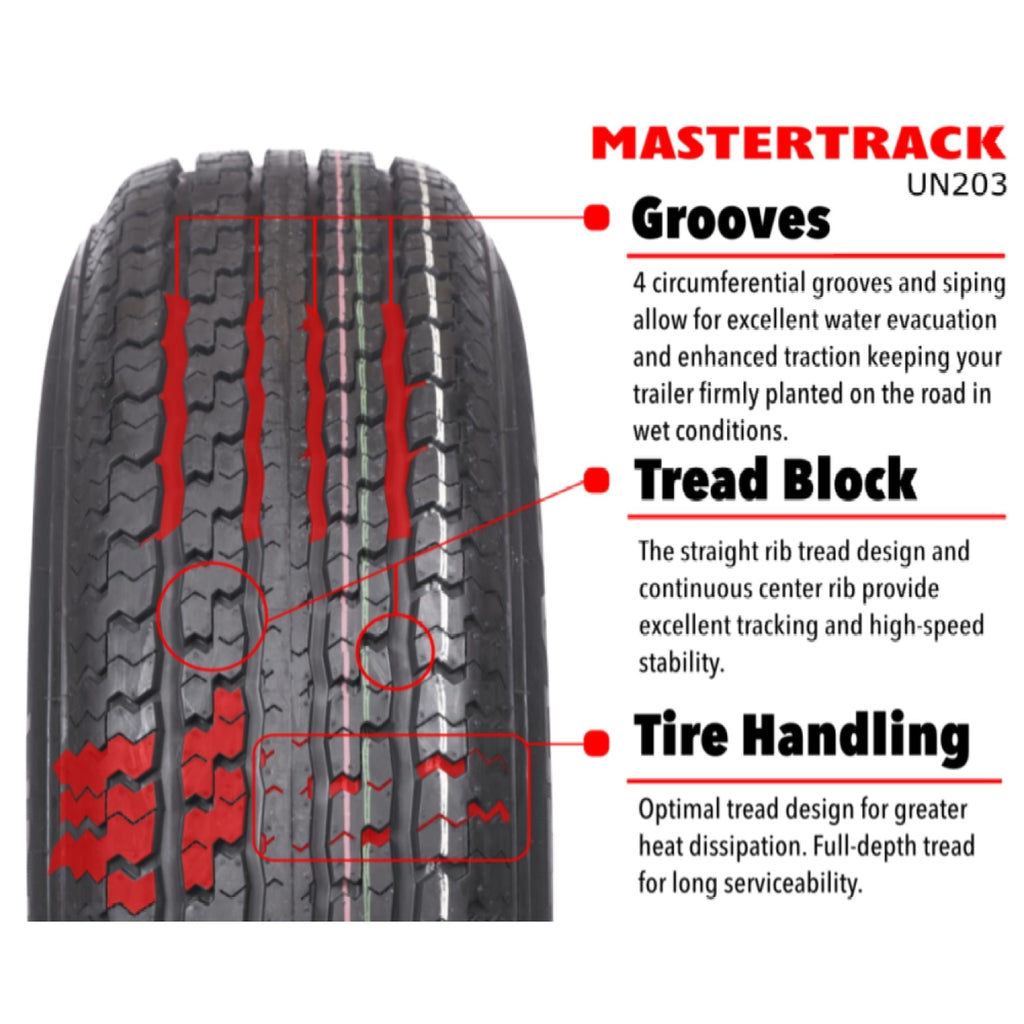 Mastertrack UN203 ST205/75R14 8 Ply 105/101N Load Range D Radial Trailer Tire - ST 205/75/14 205/75R14 (Tire Only)