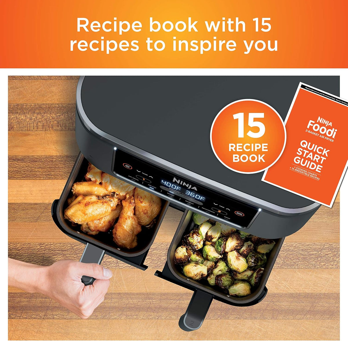 Ninja Foodi 10 QT 6-in-1 DualZone Smart XL Air Fryer, 2 Independent 5 QT Baskets, Grey - DZ550