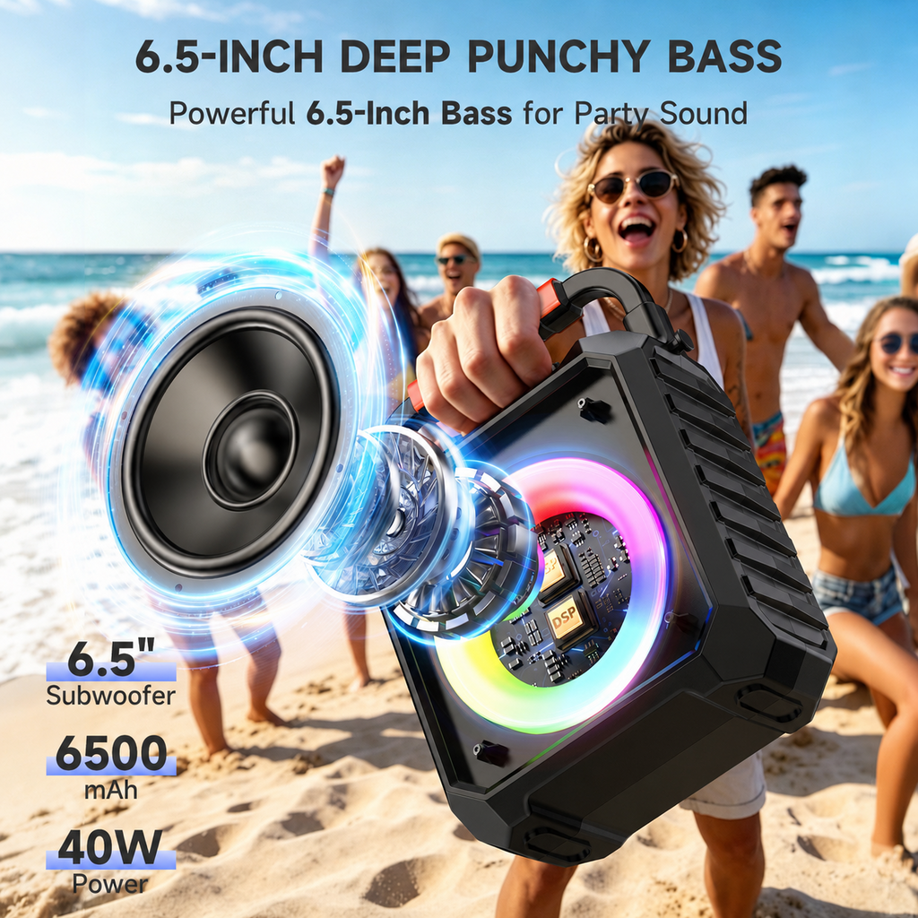 FanFun Karaoke Machine for Kids Adults , 40W Home Karaoke Speaker System with TV Connection, 6.5'' Bluetooth Speaker with 2 Mics, Dj Light, T17-T
