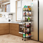 Slim Rolling Storage Cart with Wheels, Metal 6 Tier Spice Rack Mobile Shelving Unit Organizer Kitchen Utility Cart for Office Bathroom Kitchen