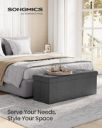 SONGMICS 43.3 Inches Folding Storage Ottoman Bench, Load 660 lb