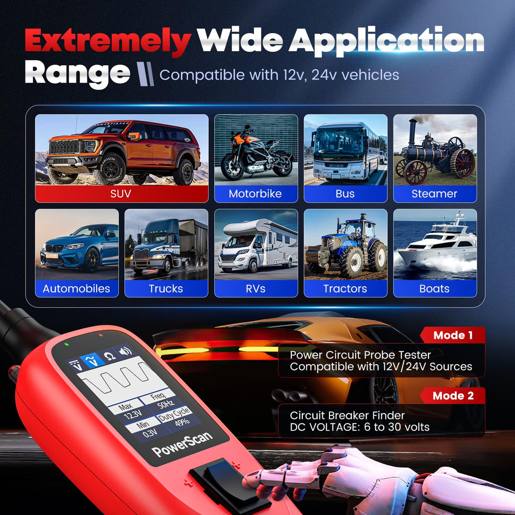 Autel PowerScan Automotive Circuit Tester, 12-24V Power Circuit Probe Tool