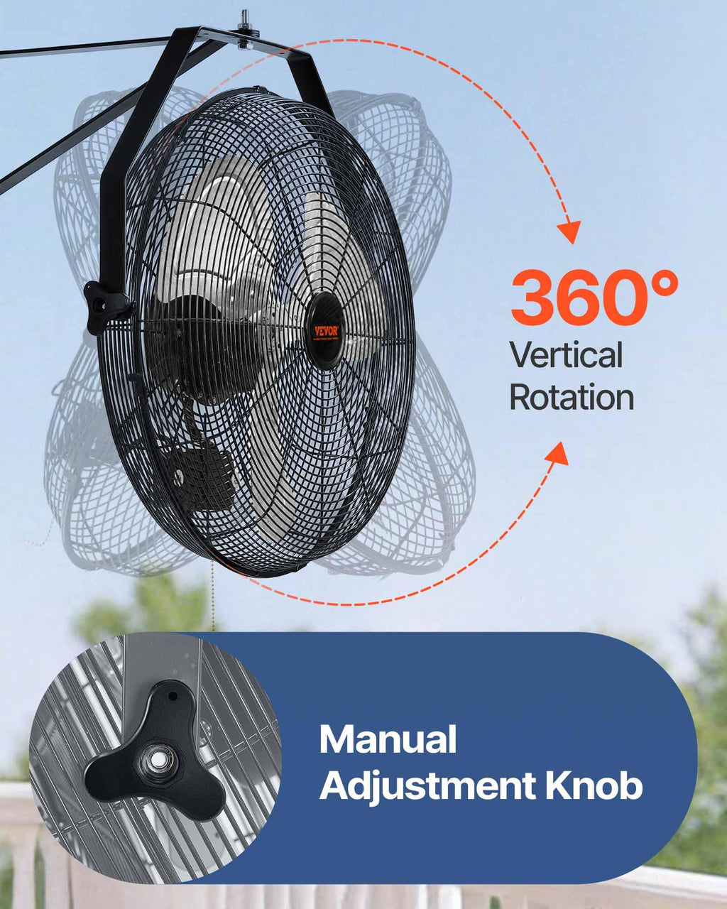 VEVOR Wall Mount Fan, 18 Inch 4150 CFM, 3-speed Wall Mounted Metal Fan