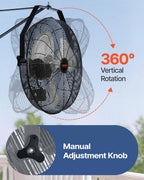 VEVOR Wall Mount Fan, 18 Inch 4150 CFM, 3-speed Wall Mounted Metal Fan