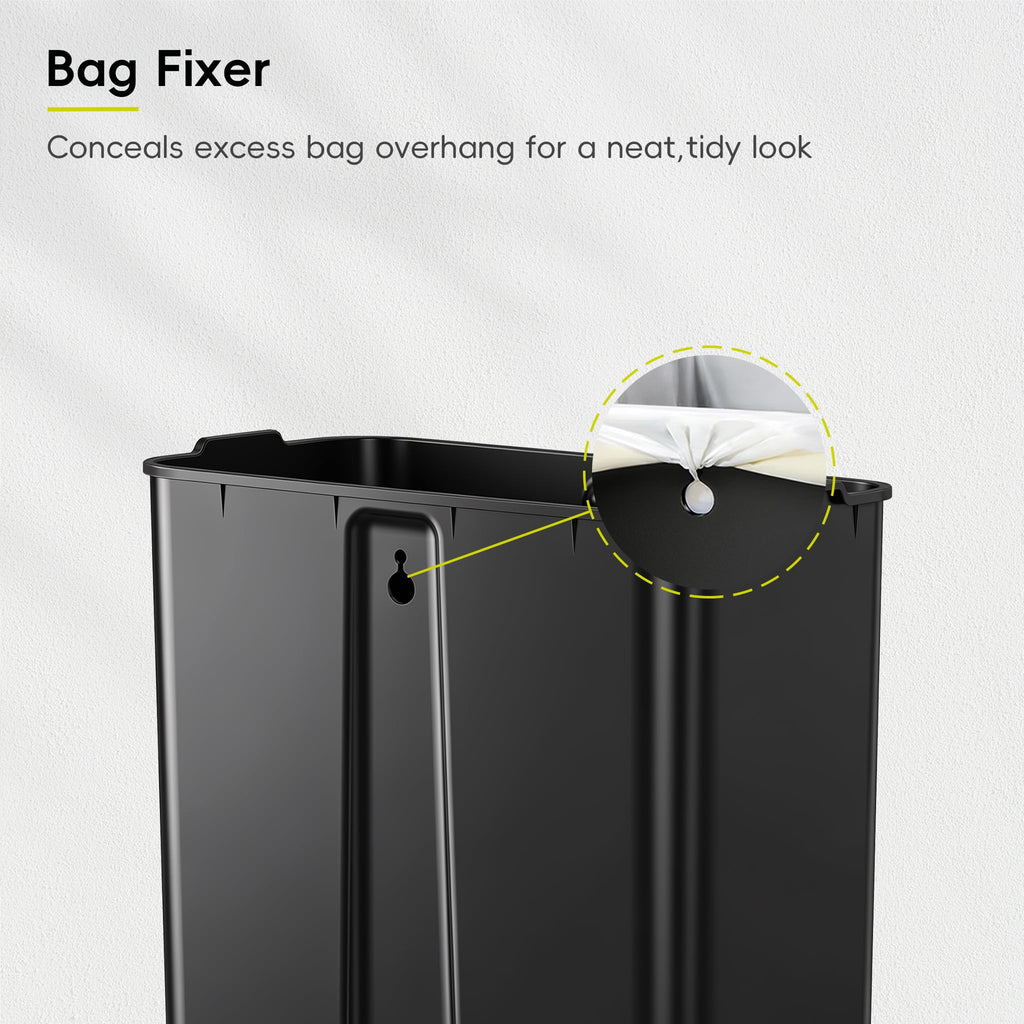 EKO Madison Brushed Stainless Steel 13.2 Gal/50L Kitchen Step Trash Can or Recycling Bin, Removable Inner Liner, Soft Close Lid, Fingerprint