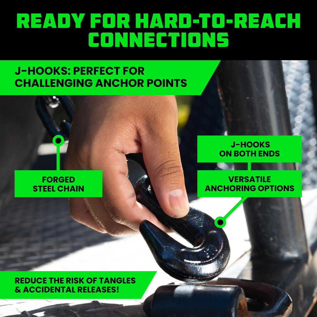 Rhino USA Car Hauler Tie Down Straps (4-Pack) - 2inx8ft Lasso with J Hooks
