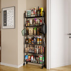 Slim Rolling Storage Cart with Wheels, Metal 6 Tier Spice Rack Mobile Shelving Unit Organizer Kitchen Utility Cart for Office Bathroom Kitchen