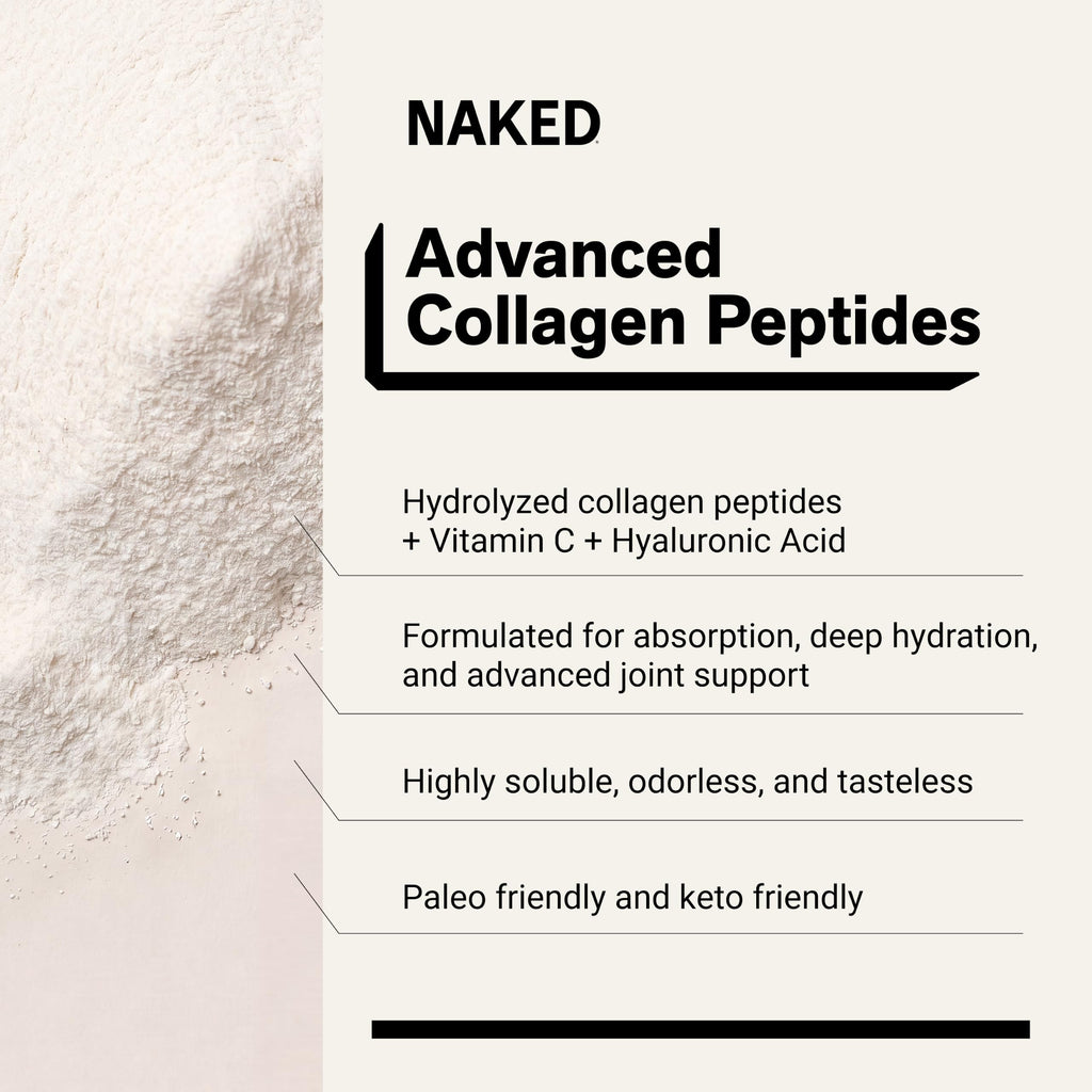 NAKED Collagen Advanced - Peptides Protein Powder, Hyaluronic Acid, Vitamin C, Pasture-Raised, Grass-Fed Hydrolyzed Collagen Supplement, Paleo
