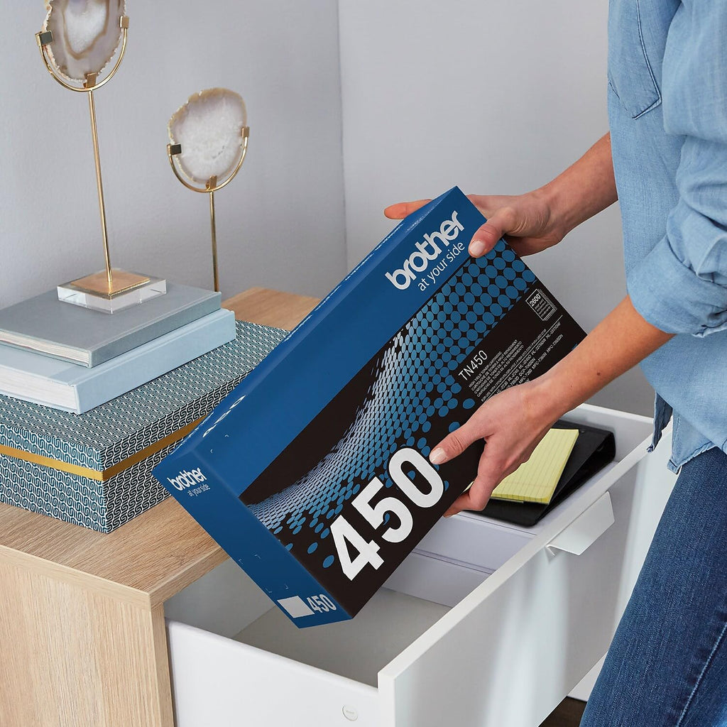 Brother Genuine High Yield Toner Cartridge, TN450, Replacement Black Toner, Page Yield Up To 2,600 Pages