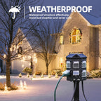Outdoor Power Strip Weatherproof, 25 FT Extension Cord with Stake, 6 Grounded Outlets for Halloween and Christmas Decorations, 15A/1875W, ETL Listed