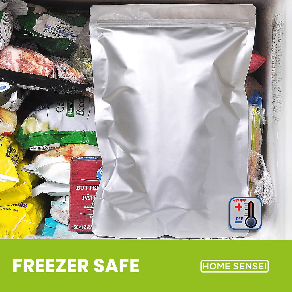 10pcs 5 Gallon Mylar Bags for Food Storage - 10 Mil Thick - Extra large bags 5 Gallon with Oxygen Absorbers 2500cc - Zipper Resealable Milar Bags