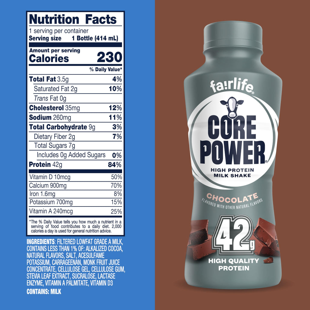 Core Power Fairlife Elite 42g High Protein Milk Shakes For kosher diet, Ready to Drink for Workout Recovery, Chocolate, 14 Fl Oz (Pack of 12), Liquid
