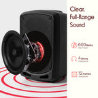 Pyle Portable Bluetooth PA Speaker System - Indoor Outdoor Karaoke Sound System w/Wireless Mic, Audio Recording, Rechargeable Battery, USB/SD Reader