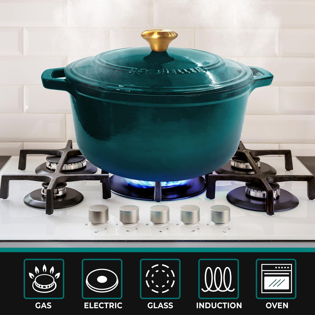 Mueller DuraCast 6 Quart Enameled Cast Iron Dutch Oven Pot with Lid