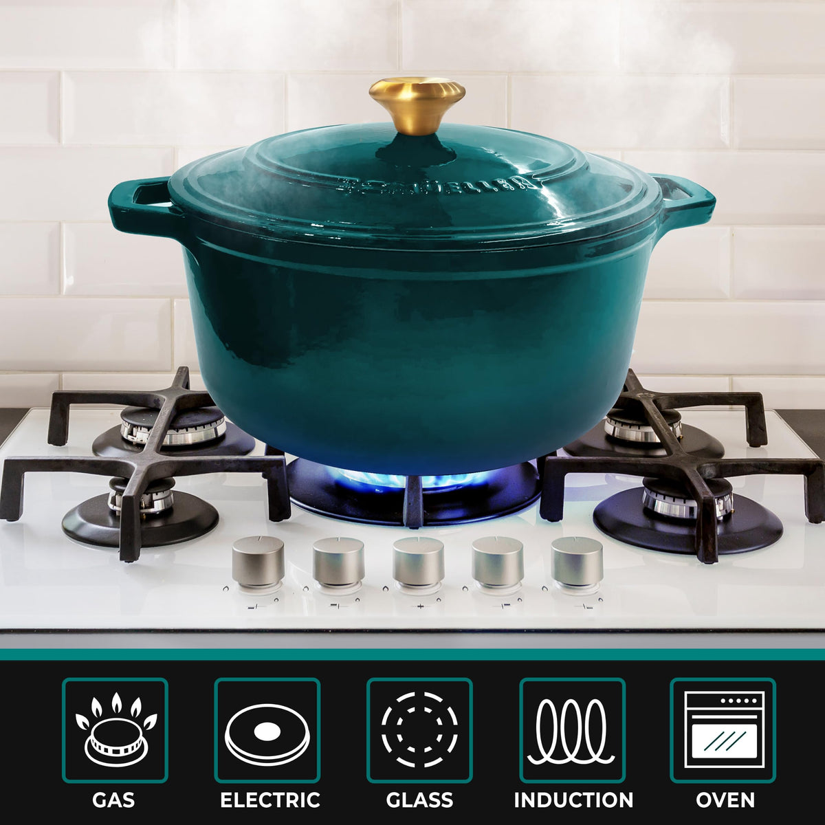 Mueller DuraCast 6 Quart Enameled Cast Iron Dutch Oven Pot with Lid