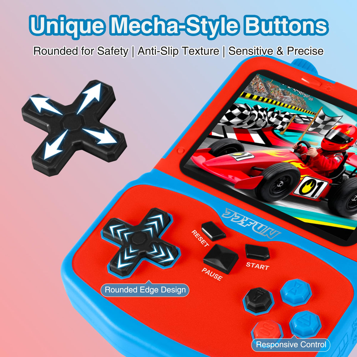 Portable Video Game Console for Kids, 220 Built-in Classic Retro Games, Handheld Plug & Play Player with 3.5'' IPS Screen, Rechargeable Travel Toy