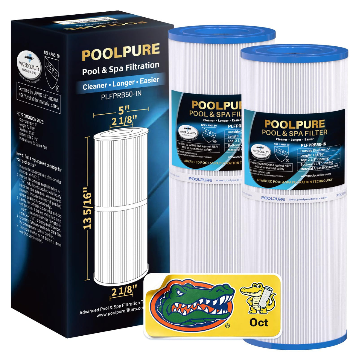 POOLPURE PLFPRB50-IN Hot Tub Filter Replace Pleatco PRB50-IN, Unicel C-4950